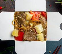 Wok по-гавайски фунчоза с говядиной