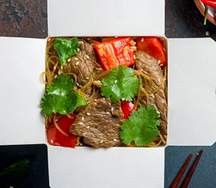 Wok по-китайски фунчоза с говядиной