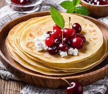 Блины с рикоттой и вишней