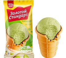 Золотой Стандарт мороженое пломбир в вафельном стаканчике Фисташка