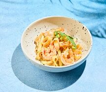 Паста с креветками и масаго