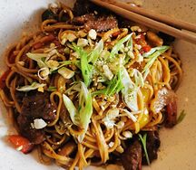 Удон с говядиной и грибами