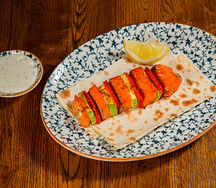 Шашлык из форели с овощами