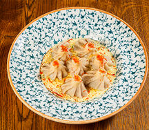 Патара-хинкали в соусе Карбонара