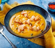 Тыквенный крем-суп с креветками