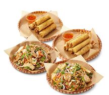 Набор: Вок с лапшой и курицей, Вок с лапшой и креветками, Нэм Том (6 шт.), Нэм Га (6 шт.)