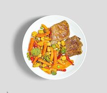 Свиные медальоны с миксом овощей