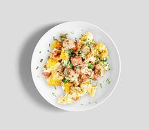 Красная рыба с картофелем и моцареллой