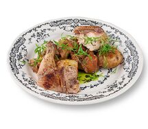 Цыпленок-корнишон с картофелем бейби в горчичном соусе