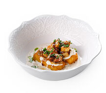 Хрустящая полента с угрем и страчателлой