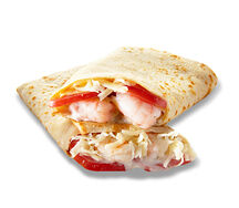 Блин с креветками, сыром и томатом