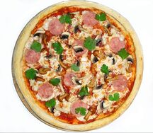 Пицца с ветчиной и грибами