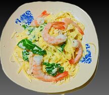 Паста Fettuccine с креветками в сливочном соусе