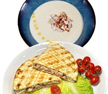 Кесадилья и сырный суп с курицей