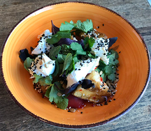 Теплый салат с баклажанами