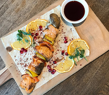 Шашлык из сёмги с овощами