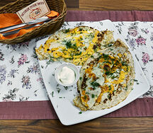 Блины с припёком, сыром и зеленью