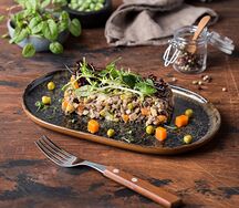 Оливье с грибами и трюфельной пастой (постное меню)