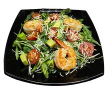 Салат с креветками и рукколой