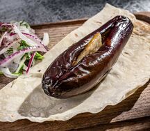 Баклажаны с курдюком на углях