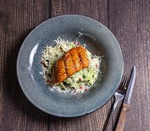 Паста феттуччине с судаком