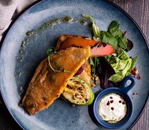 Судак с овощами гриль