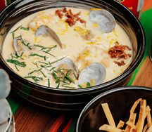 Кукурузный крем-суп с креветкой