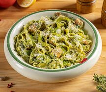 Паста с лососем и шпинатом