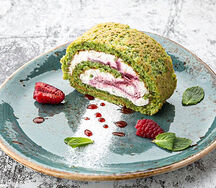 Rouleau pistache et framboise