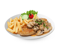 Poulet pané à la crème et aux champignons