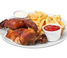 Poulet rôti entier et frites
