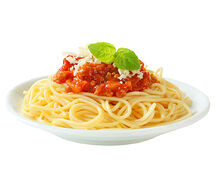 Spaghettis corte dassisi, sauce tomate piquante au parmesan