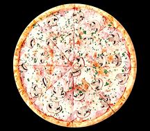 Пицца Ветчина-грибы на тонком тесте