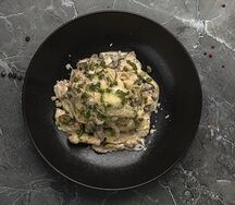 Паста с курой и грибами