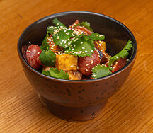 Баклажаны с тофу со сладким соусом чили