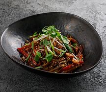 Лапша гречневая с креветками