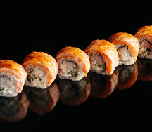 Карамелизированный лосось и креветка