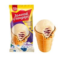 Мороженое Золотой стандарт Пломбир с черникой