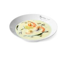 Tom Kha с королевскими креветками с доброй порцией пропаренного риса