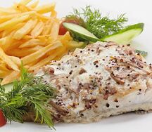 Треска в сливочно-грибном соусе