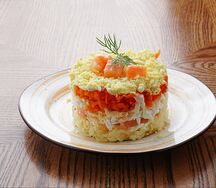 Салат Мимоза с форелью