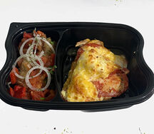 Обед Мясо по-французски и овощи на мангале