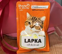 Жидкий корм Lapka с говядиной в соусе