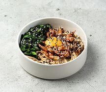 Удон с уткой и грибами шиитаке