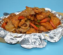 №453 рулька с тофу на чугуне