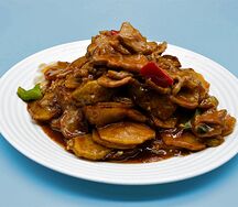 №450 Тушеные баклажаны с картофелем и свининой