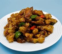 №459 Жареные баклажаны со свининой в кляре