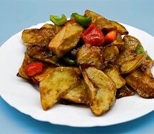 №458 Тушеные баклажаны с перцем