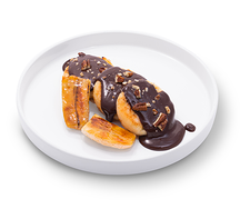 Сырники с шоколадным соусом и бананом брюле