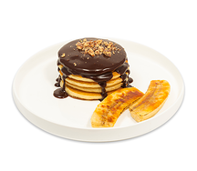 Панкейки шоколадный соус-банан